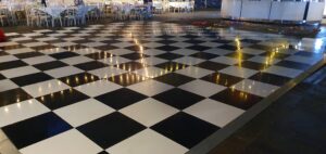 black & white chequered dance floor for hire in Worcestershire